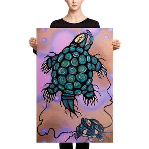 "MishiMakiinaak/The Great Turtle" Premium Canvas Print