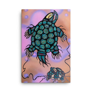 "MishiMakiinaak/The Great Turtle" Premium Canvas Print